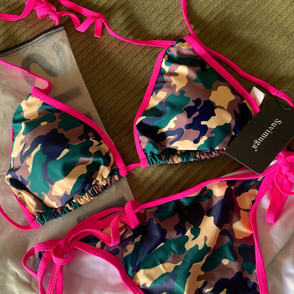 NWT 2 piece bikini size XL camouflage design